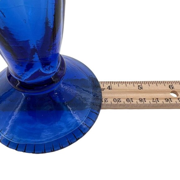 Vitrocolor Candlesticks Art Glass Spain Recycled Blue Opac Tapers Pair - Picture 10 of 10